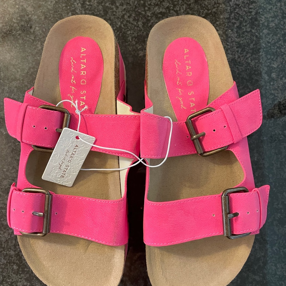 Altar'd State Pink Double Strap Sandals